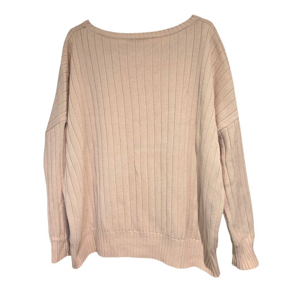 COS Oversized Chunky Cotton Knit Sweater M Tan Boxy Ribbed Pullover Scandi - Picture 3 of 7